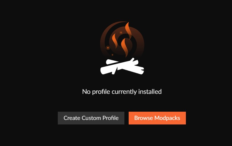 A screenshot of the CurseForge launcher when you have no modpacks already installed