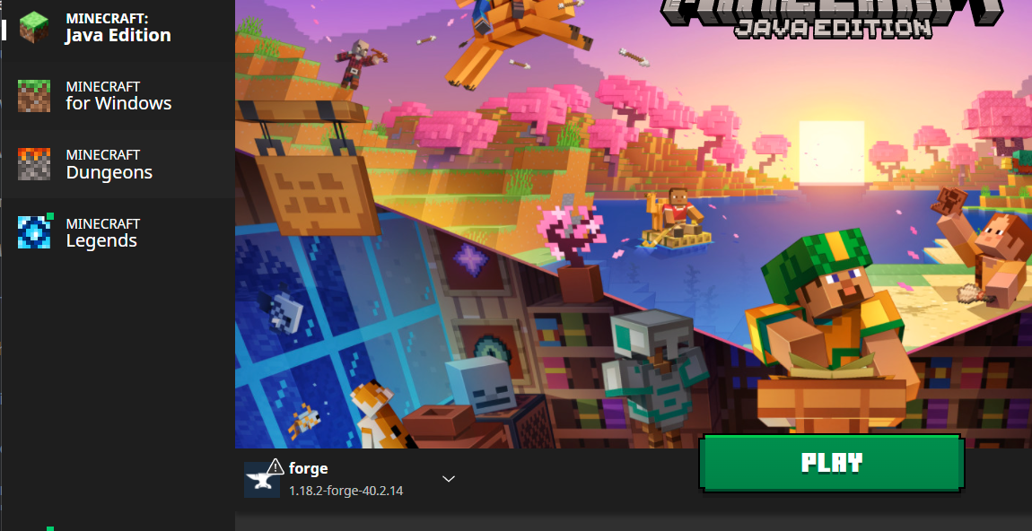 You should have the 1.18.2 forge instance selected.