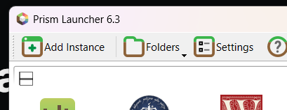 A screenshot of the Add Instance button in Prism Launcher